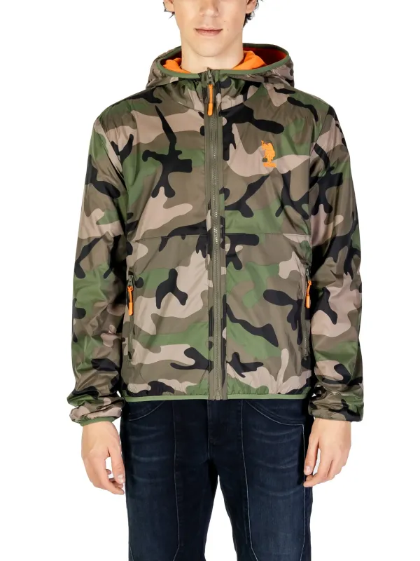 Grüne Camouflage Windbreaker Jacke mit Kapuze