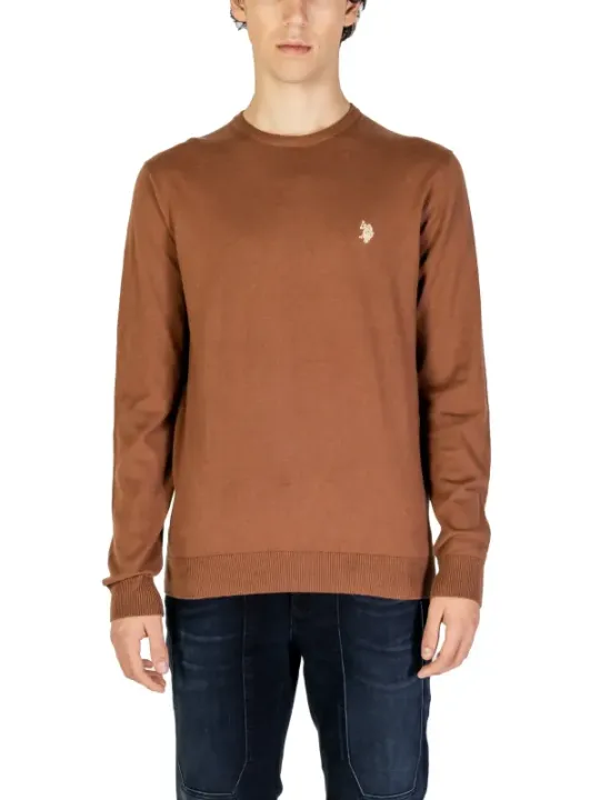 Tan Pullover mit floralem Stickdetail