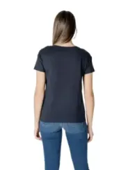Dunkelgraues V-Ausschnitt Damen T-Shirt