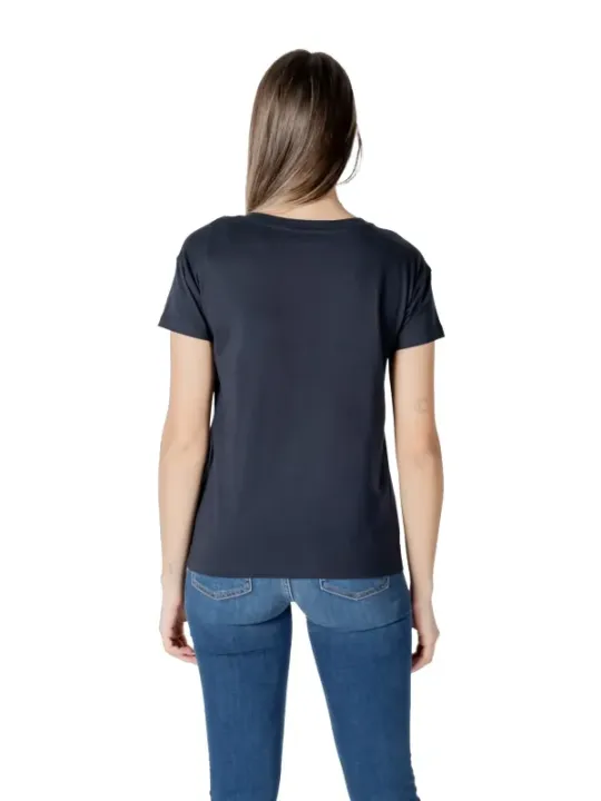 Dunkelgraues V-Ausschnitt Damen T-Shirt