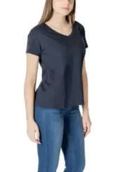 Dunkelgraues Baumwoll-V-Ausschnitt T-Shirt