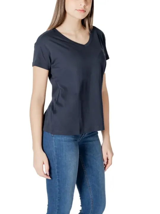 Dunkelgraues Baumwoll-V-Ausschnitt T-Shirt