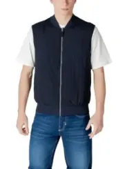 Marineblaue ärmellose Pufferjacke Stil