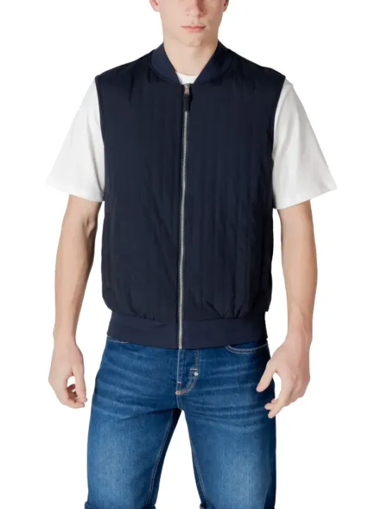 Marineblaue ärmellose Pufferjacke Stil