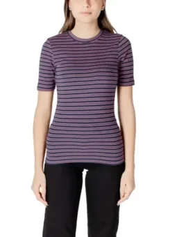 Gestreiftes marineblaues und rosa T-Shirt