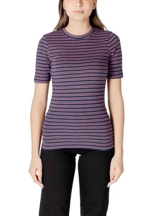 Gestreiftes marineblaues und rosa T-Shirt