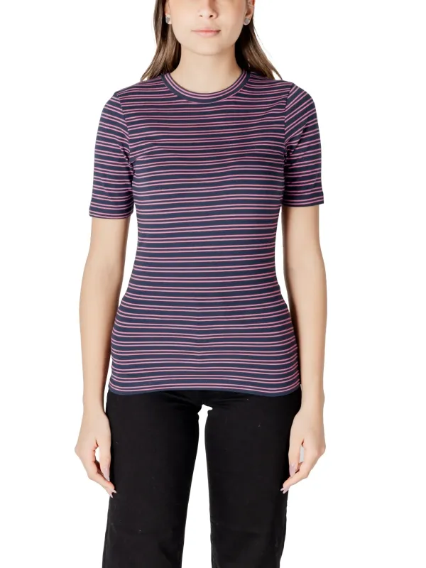 Gestreiftes marineblaues und rosa T-Shirt