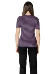 Lila-weiß gestreiftes Damen-T-Shirt