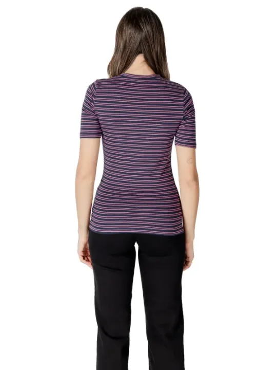 Lila-weiß gestreiftes Damen-T-Shirt
