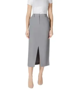 Grauer Bleistiftrock mit Schlitz