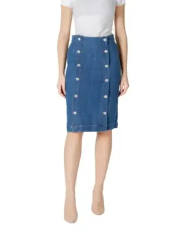 Ichi 484317 knielanger Denim Bleistiftrock