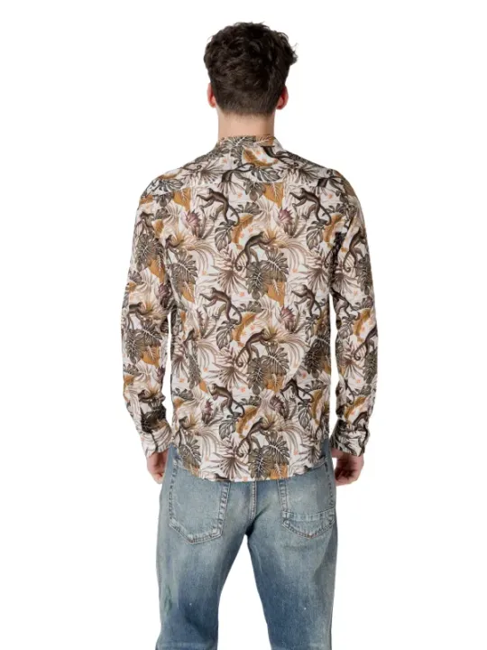 Blaues Blumenhemd mit Knopfleiste