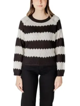 Schwarzer weißer Strickpullover Damen