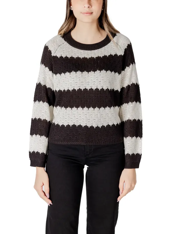 Schwarzer weißer Strickpullover Damen