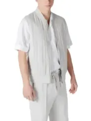 Weißes Baumwoll-Gilet mit Reißverschluss