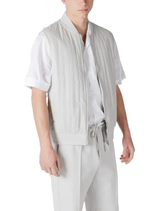 Weißes Baumwoll-Gilet mit Reißverschluss