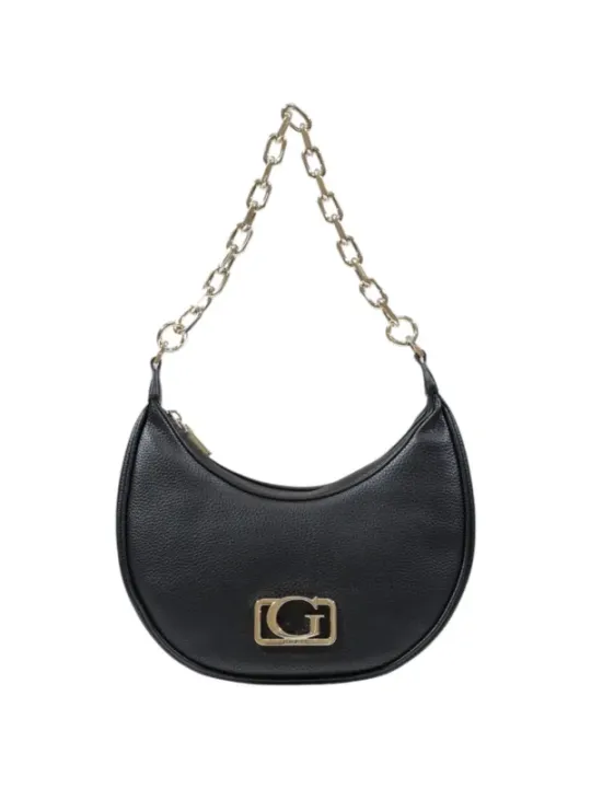 Schwarze Leder Umhängetasche mit Logo