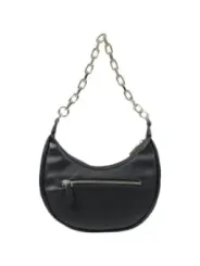 Schwarze Lederhandtasche mit Goldreißverschluss