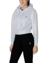 Weiße Crop-Hoodie schwarze Jogginghose