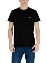 Schwarzes Lacoste Baumwoll-Polyester T-Shirt