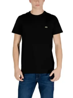 Schwarzes Lacoste Baumwoll-Polyester T-Shirt