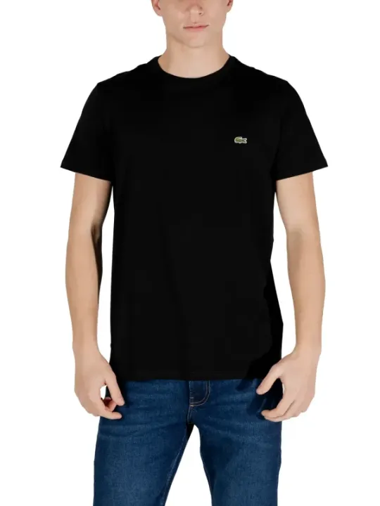 Schwarzes Lacoste Baumwoll-Polyester T-Shirt