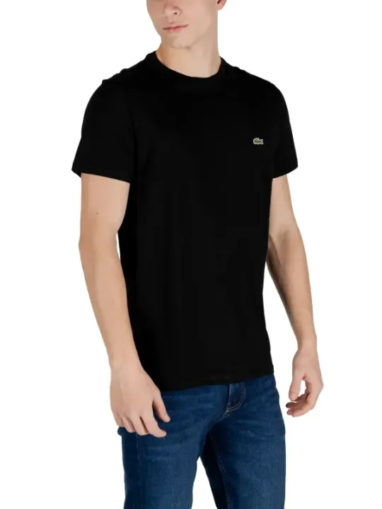 Schwarzes Lacoste Baumwoll-T-Shirt Slimfit