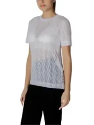 Durchsichtiges Mesh-T-Shirt mit Diamantmuster