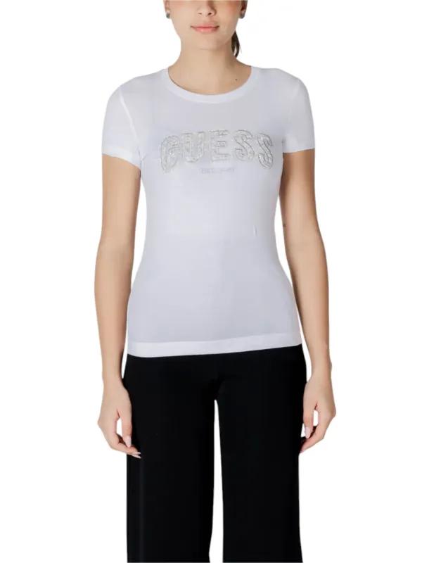 Weißes Guess T-Shirt mit Logo