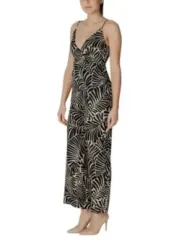 Abstrakter Palmenprint, langes Sommerkleid Only