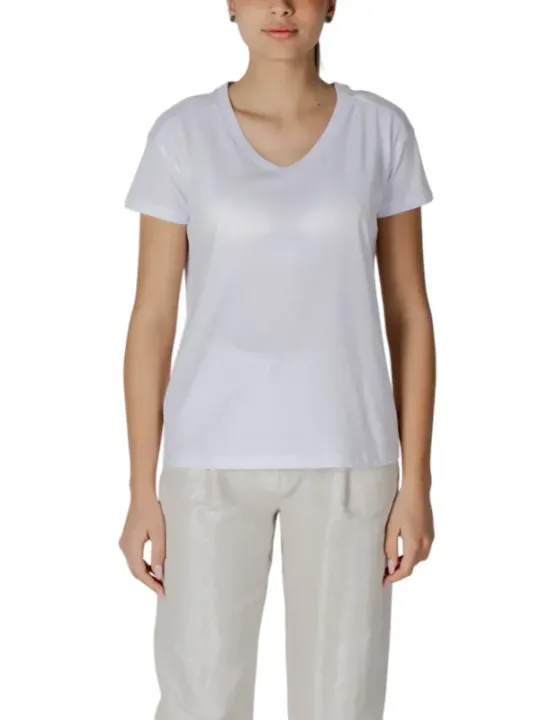 Weißes Armani Exchange V-Ausschnitt T-Shirt