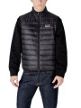 Schwarze glänzende Ea7 Pufferjacke Fleece