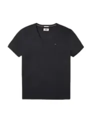 Schwarzes Tommy Hilfiger V-Ausschnitt T-Shirt
