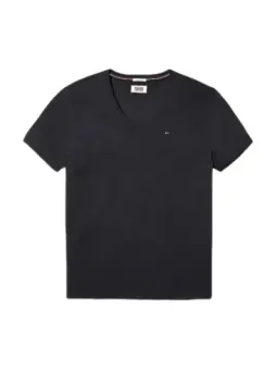 Schwarzes Tommy Hilfiger V-Ausschnitt T-Shirt