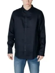Schwarzes Baumwollpoplin Hemd Armani Exchange
