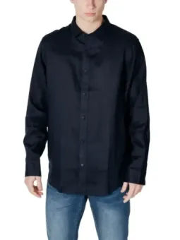 Schwarzes Baumwollpoplin Hemd Armani Exchange