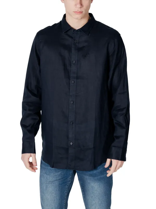 Schwarzes Baumwollpoplin Hemd Armani Exchange