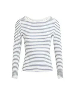 Blau-grau gestreiftes Damen-Langarmshirt