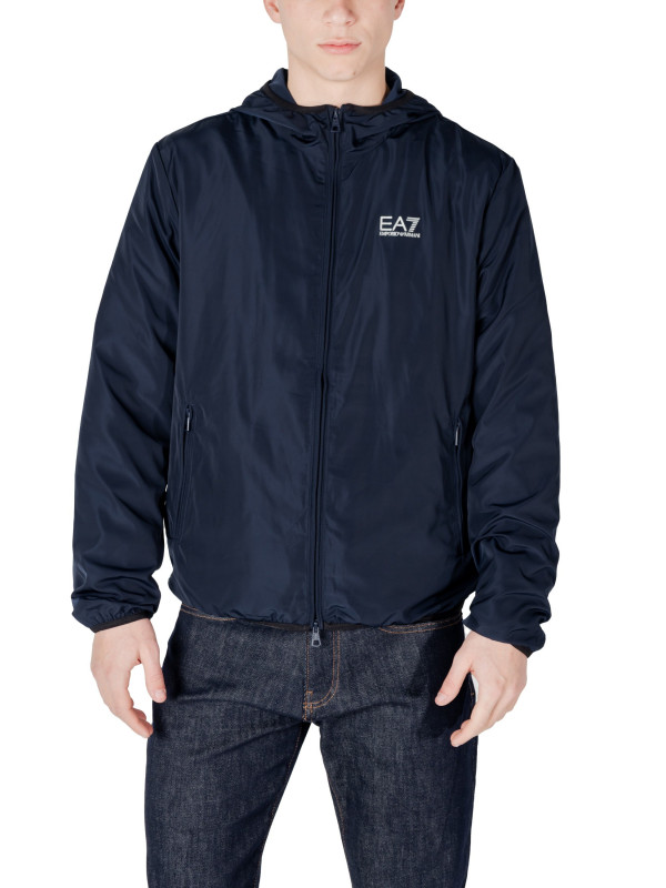 Dunkelblaue EA7 Windbreakerjacke mit Kapuze
