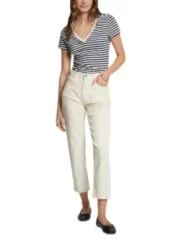 Off-white taillierte, cropped Jeans aus Denim