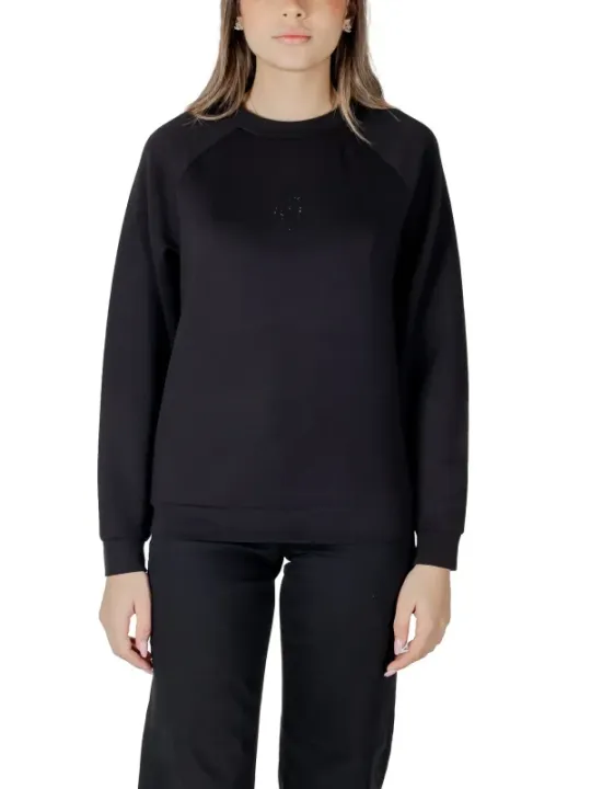 Schwarzer Sweatshirt mit pinken Nähten