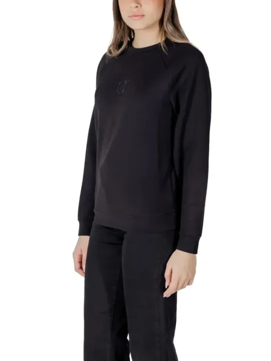 Schwarzes Cropped Crewneck Sweatshirt