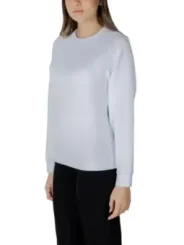 Weißer Baumwoll-Crewneck-Pullover mit Tasche