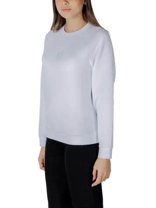 Weißer Baumwoll-Crewneck-Pullover mit Tasche