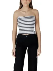 Gestreifte weiße Baumwoll-Röhrentop Calvin Klein