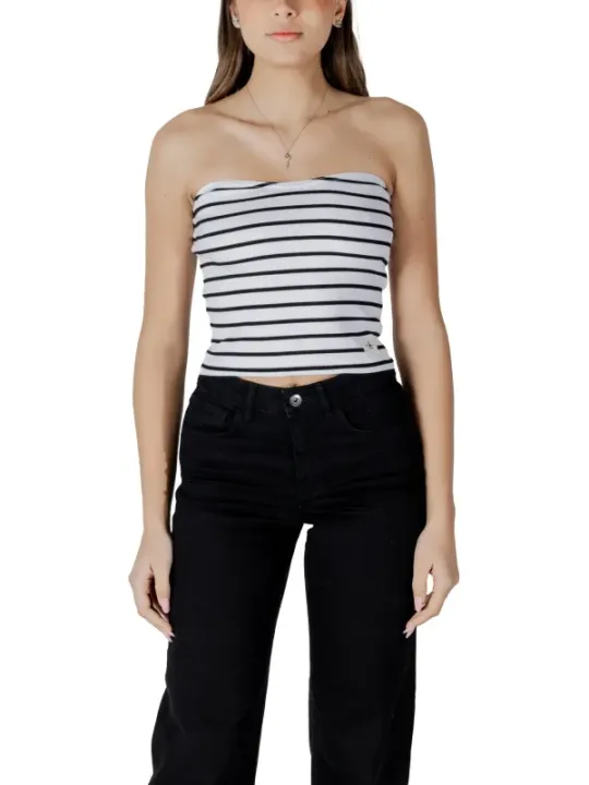 Gestreifte weiße Baumwoll-Röhrentop Calvin Klein