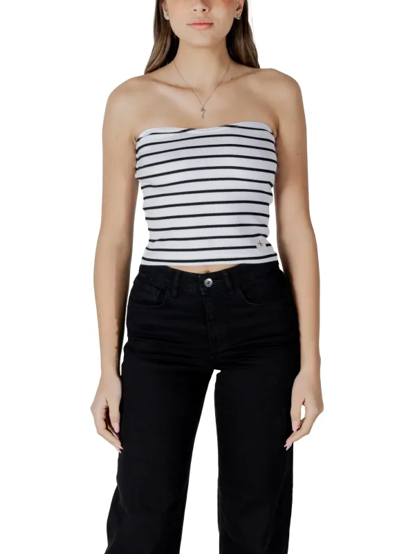 Gestreifte weiße Baumwoll-Röhrentop Calvin Klein