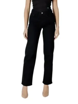 Schwarze High-Waist Straight Leg Jeans