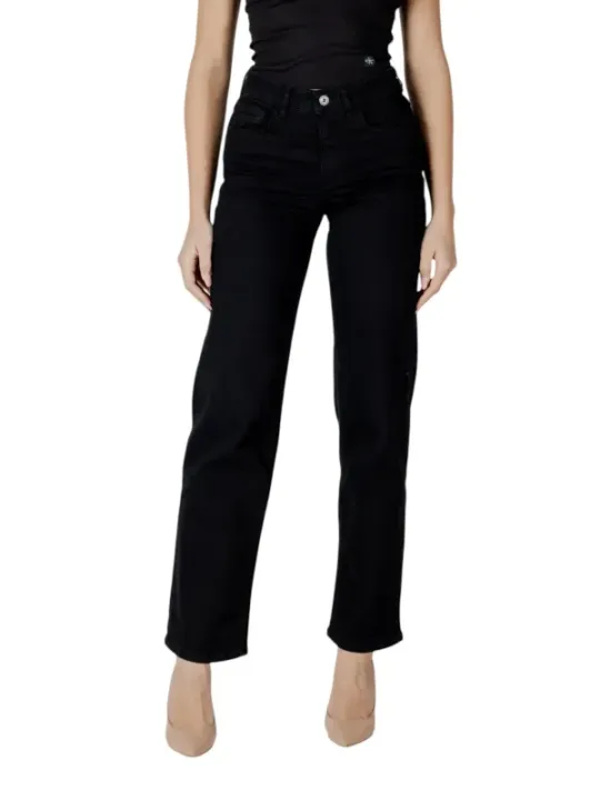 Schwarze High-Waist Straight Leg Jeans