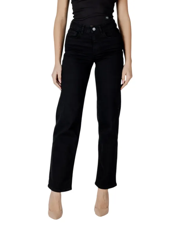 Schwarze High-Waist Straight Leg Jeans